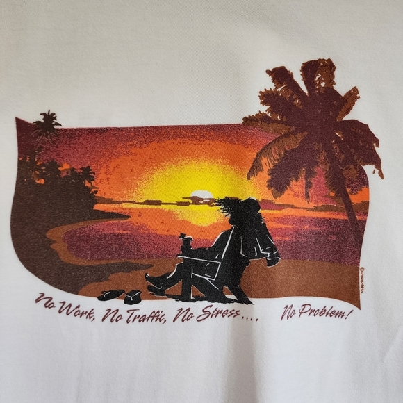 Vintage Crazy Shirt Hawaii T-Shirt Short Sleeves Beach Sunset Graphic size Large - Picture 6 of 7